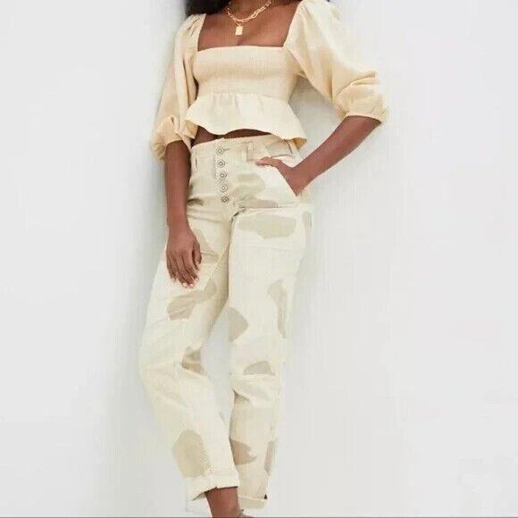 Anthropologie Wanderer Camo Print Utility Pants 25 Camouflage - Picture 1 of 12